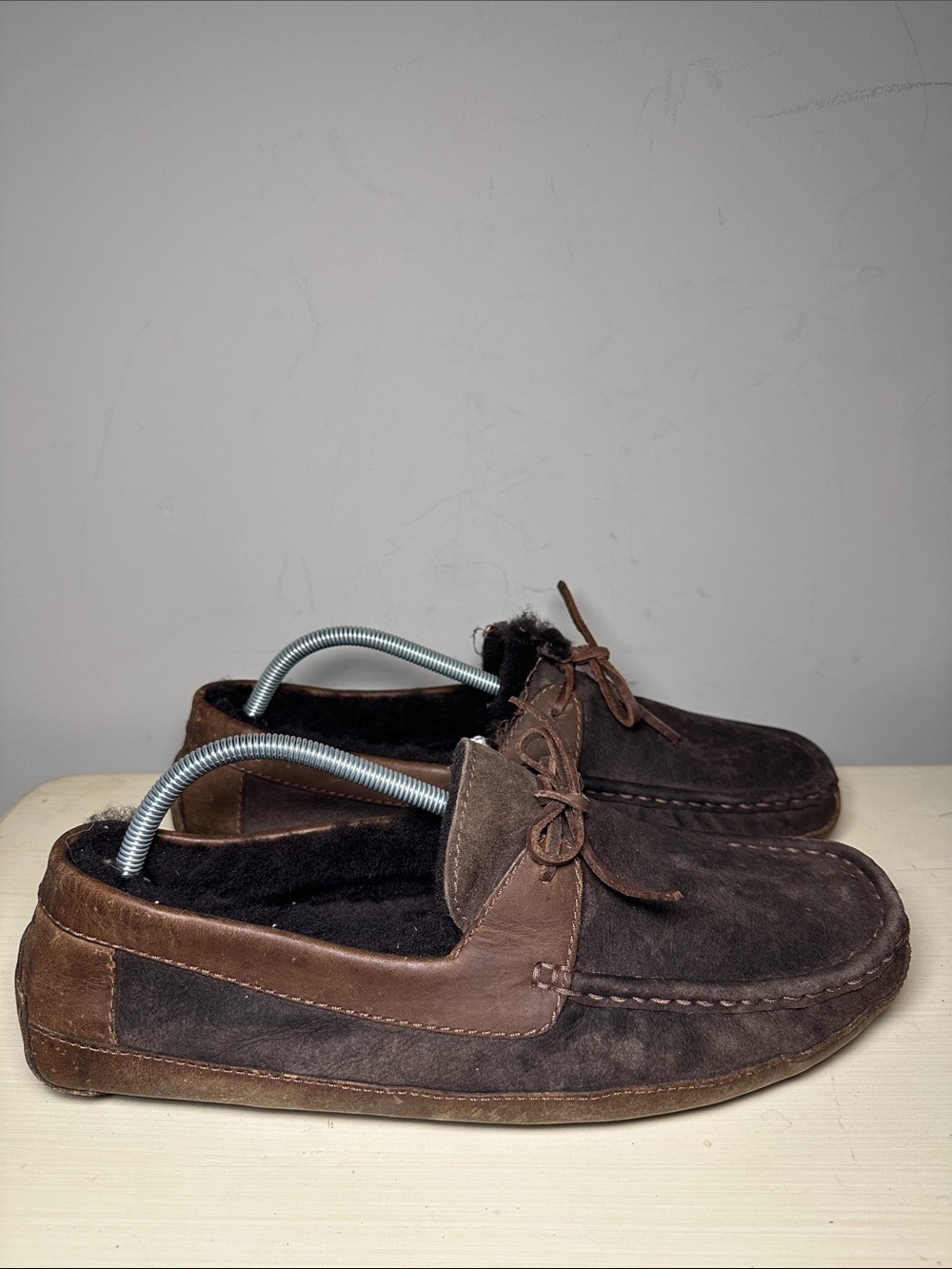UGG Men's Dark Brown leather Slip-On Moccasinse
